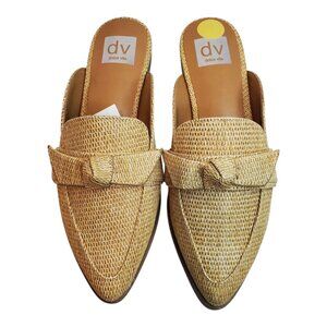 NWT DV by Dolce Vita Women's Inaya Woven Bow Detail Slip-on Tan Mule Flats
